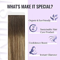 Fshine Tape In Hair Extensions Ombre Darkest Brown Fading To Brown And Caramel Blonde Tape In Human Hair Extensions 14 Inch Soft