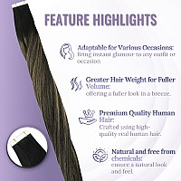 Fshine Tape In Hair Extensions Human Hair 12 Inch 30 Grams Natural Black To Caramel Brown And Black Tape In Hair Extensions 20Pc