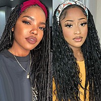 Aisaide Box Braid Wigs For Black Women Goddess Braided Wigs Curly Braided Headband Wig Faux Locs Braided Ponytail With Curls Bra