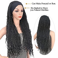 Aisaide Box Braid Wigs For Black Women Goddess Braided Wigs Curly Braided Headband Wig Faux Locs Braided Ponytail With Curls Bra