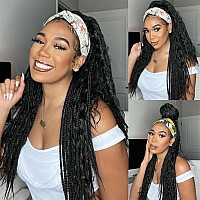 Aisaide Box Braid Wigs For Black Women Goddess Braided Wigs Curly Braided Headband Wig Faux Locs Braided Ponytail With Curls Bra