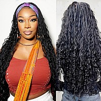 Aisaide Box Braid Wigs For Black Women Goddess Braided Wigs Curly Braided Headband Wig Faux Locs Braided Ponytail With Curls Bra