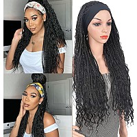 Aisaide Braided Headband Wigs For Black Women Goddess Braids Braids Curly Wigs With Curls Twist Crochet Hair Wrap Wig With Headb