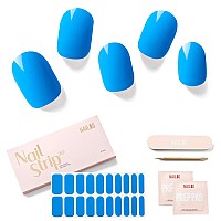 Nailog Semi Cured Gel Nail Strips 20 Extra Long Stickerswraps Glossy Long Lasting Soft Gel Finishing Butterfly Blue