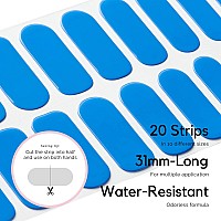 Nailog Semi Cured Gel Nail Strips 20 Extra Long Stickerswraps Glossy Long Lasting Soft Gel Finishing Butterfly Blue