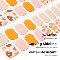 Nailog Semi Cured Gel Nail Strips 34 Pcs Salonquality Gel Nail Stickers Long Lasting Nail Wraps For Women With Soft Gel Finis