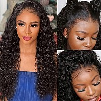 13X4 Hd Transparent Lace Front Deep Wave 100 Human Hair Wig Deep Curly Lace Frontal Wigs 180 Density Unprosessed Water Wave Wi