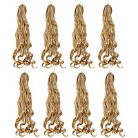 French Curly Braiding Hair 24 Inch 8 Packs Pre Stretched Bouncy Braiding Hair Loose Wavy Braiding Hair Synthetic Hair Extensi