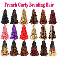 French Curly Braiding Hair 24 Inch 8 Packs Pre Stretched Bouncy Braiding Hair Loose Wavy Braiding Hair Synthetic Hair Extensi