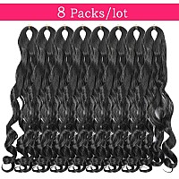 French Curly Braiding Hair 24 Inch 8 Packs Pre Stretched Bouncy Braiding Hair Loose Wavy Braiding Hair Synthetic Hair Extensi