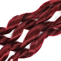 French Curly Braiding Hair 24 Inch 8 Packs Burgundy Color Pre Stretched Bouncy Braiding Hair Loose Wavy Braiding Hair Synthet