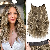 Kookastyle Invisible Wire Hair Extensions With Transparent Headband Adjustable Size 4 Secure Clips Long Wavy Secret Wire Hairpie