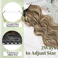 Kookastyle Invisible Wire Hair Extensions With Transparent Headband Adjustable Size 4 Secure Clips Long Wavy Secret Wire Hairpie