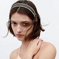 Yission 2 Pcs Rhinestone Headbands For Women Glitter Crystal Headband Fashion Jeweled Headbands For Girls Gorgeous Hair Access