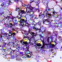 Briskbloom 60G Mix Flatback Pearls And Rhinestones For Crafts 3620Pcs Flatback Pearl Rhinestones For Tumblers Nail Face Art Je