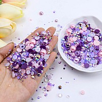 Briskbloom 60G Mix Flatback Pearls And Rhinestones For Crafts 3620Pcs Flatback Pearl Rhinestones For Tumblers Nail Face Art Je