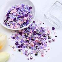 Briskbloom 60G Mix Flatback Pearls And Rhinestones For Crafts 3620Pcs Flatback Pearl Rhinestones For Tumblers Nail Face Art Je