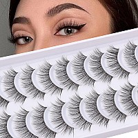 outopen 10 Pairs Clear Band Manga Lashes Natural Look 12MM Anime Lashes Spiky