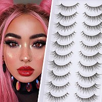 outopen 10 Pairs Clear Band Manga Lashes Natural Look 12MM Anime Lashes Spiky