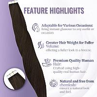 Fshine Tape Ins Human Hair 26 Inch Seamless Remy Hair Tape In Extensions Human Hair Darkest Brown Skin Weft Tape In Extensions S