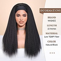 Wignee Kinky Straight Headband Wig For Women 22 Inches Yaki Straight Wigs With Black Headband Synthetic Hair Easy To Style