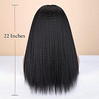 Wignee Kinky Straight Headband Wig For Women 22 Inches Yaki Straight Wigs With Black Headband Synthetic Hair Easy To Style