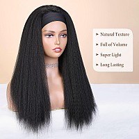 Wignee Kinky Straight Headband Wig For Women 22 Inches Yaki Straight Wigs With Black Headband Synthetic Hair Easy To Style