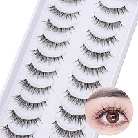 outopen 10 Pairs Clear Band Manga Lashes Natural Look 12MM Anime Lashes Spiky