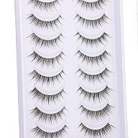 outopen 10 Pairs Clear Band Manga Lashes Natural Look 12MM Anime Lashes Spiky