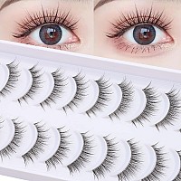 outopen 10 Pairs Clear Band Manga Lashes Natural Look 12MM Anime Lashes Spiky