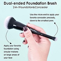 Duo Ended Foundation Concealer Makeup Brush 2 In 1 Plus Large Flat Top Kabuki Flawless Foundation Brush Black Makeup Sponge A