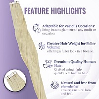 Fshine Tape In Extensions Human Hair Color Platinum Blonde Seamless Skin Weft Tape Ins Human Hair Extensions 20 Pcs Invisible Ta