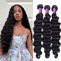 10A Loose Deep Wave Bundles Human Hair For Black Women18 20 22Inch 150 Density Brazilian Virgin Human Hair Natural Wave Bundles