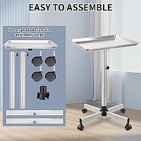 Salon Tray Cart On Wheelsheight Adjustable Color Traysalon Service Rolling Traypremium Aluminum Color Tray For Hair