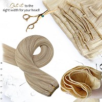 Moresoo Weft Hair Extensions Ash Blonde Hair Wefts Human Hair Sew In Blonde Highlight Human Hair Weft Extensions Full Ends Doubl