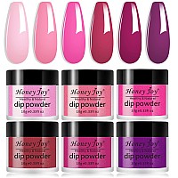 Honey Joy 6 Boxset Dip Powder Nails Kit Hot Pink Nail Fine Dipping Powder Colors No Need Lamp Curelike Gel Polish Effecteven