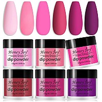 Honey Joy 6 Boxset Dip Powder Nails Kit Hot Pink Nail Fine Dipping Powder Colors No Need Lamp Curelike Gel Polish Effecteven