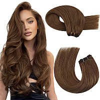 Moresoo Sew In Hair Extensions Real Human Hair Brown Remy Weft Human Hair Extensions Double Weft Sew In Extensions Human Hair Li