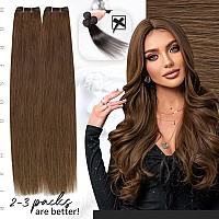 Moresoo Sew In Hair Extensions Real Human Hair Brown Remy Weft Human Hair Extensions Double Weft Sew In Extensions Human Hair Li