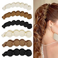 Hapdoo Hair Clips 6Pcs Bow Oval Banana Clips For Medium Thin Hair 41 Inch Matte Strong Hold Half Ponytail Bun Holder Hair Ja