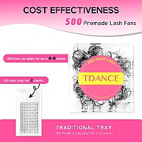 Tdance 500 Fans Premade Fans Eyelash Extensions 916Mm Length Pre Made Fans Lash Extensions 5D 8D 10D 12D 14D Handmade Promades