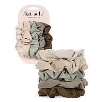 Kitsch Assorted Large Hair Scrunchies For Women Girls Cute Scrunchie Hair Ties Bands Ponytail Holders 5Pc Eucalyptus