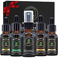 Beard Oil 5 Pack w/Unscented,Cedarwood,Sandalwood,Vanilla,Orange,Christmas Stocking Stuffers Fathers Valentines Day Gifts for Men Him Dad Boyfriend Husband,Beard Growth,Soften,Moisturizing,Strength