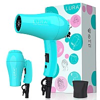 Portable Travel Hair Dryer Mini Lightweight Dual Voltage Blow Dryer 1200W With Folding Handle With One Concentrator Blue