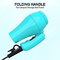 Portable Travel Hair Dryer Mini Lightweight Dual Voltage Blow Dryer 1200W With Folding Handle With One Concentrator Blue