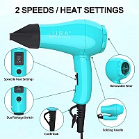 Portable Travel Hair Dryer Mini Lightweight Dual Voltage Blow Dryer 1200W With Folding Handle With One Concentrator Blue