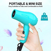 Portable Travel Hair Dryer Mini Lightweight Dual Voltage Blow Dryer 1200W With Folding Handle With One Concentrator Blue