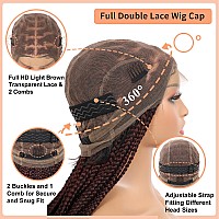 Brinbea 360 Hd Full Lace Braided Wigs Knotless Box Braid Wig Human Hair Blended Braided Lace Front Wigs Burgundy Braid Wigs With