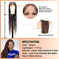 Brinbea 360 Hd Lace Front Braided Wigs Knotless Braided Wigs For Women Box Braid Wig With Baby Hair Brown Human Hair Blended Bra