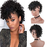 Aisaide Short Afro Curly Mohawk Wig Deep Curly Red Mohawk Ponytails With Bangs For Black Womensynthetic Burgundy Curly Mohawk P